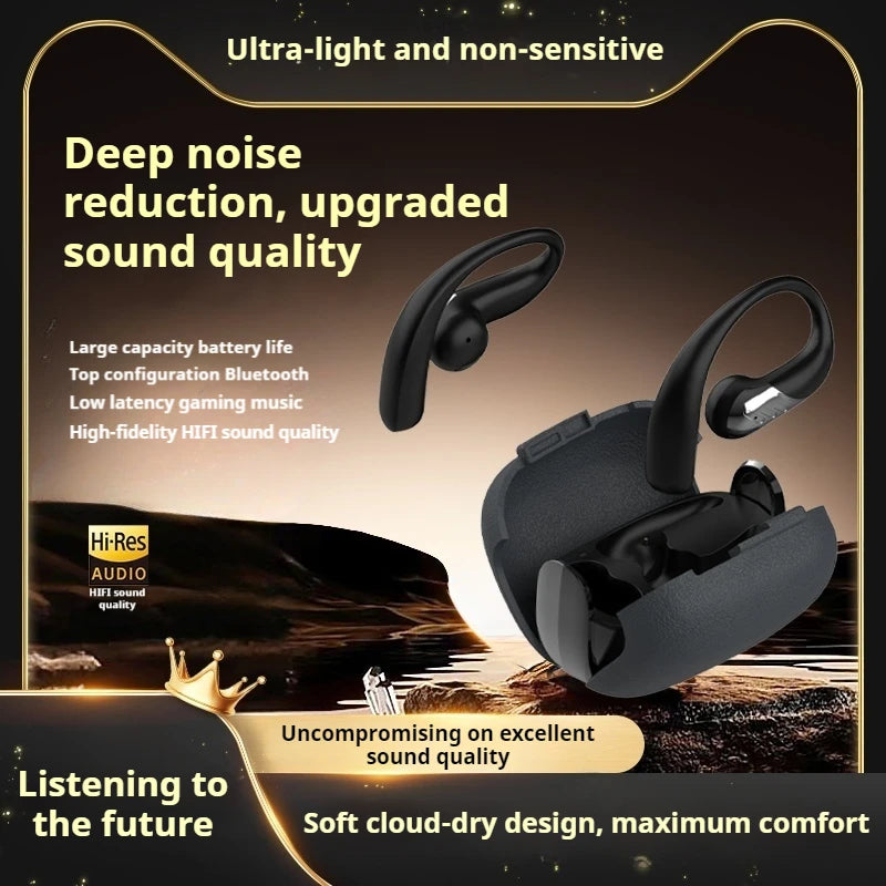 Wireless Earbuds Bluetooth 5.4 Touch Control Ear Clip Earphones for iPhone Dual-Connection HIFI Headphones High Sound Quality