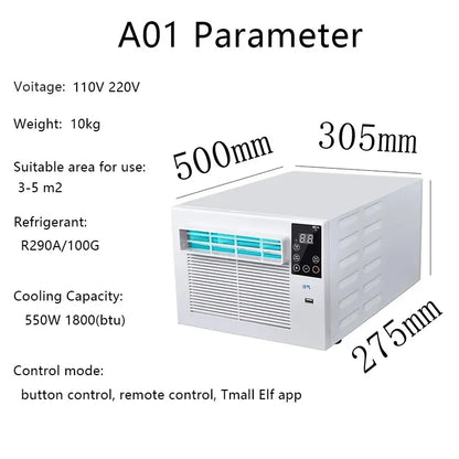 Portable Air Conditioner With Good Quality R290 Refrigerant Real Air Ac Fast Cooling Mini Window Air Conditioner,remote control