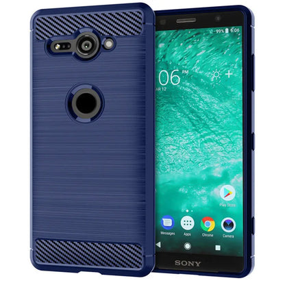 Shockproof Silicone Case for Sony Xperia XZ2 Compact XZ2mini Brushed Carbon Fiber Case for Sony XZ2 Mini Back Cover Coque Fundas