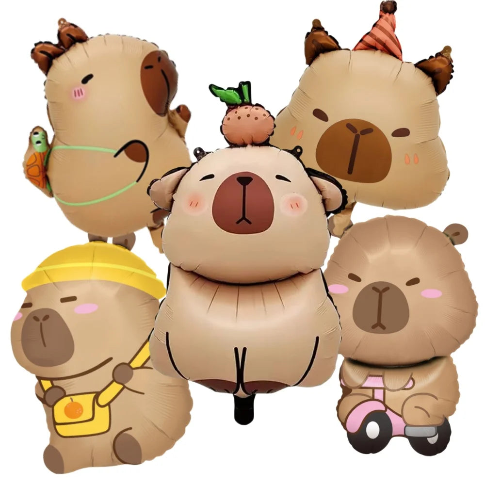 Cute Capybara Birthday Decorations Balloons Backdrop Tablecloth Stickers Cups Plates for Baby Shower Kids Event Party Supplies