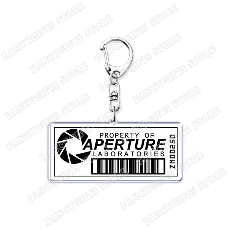 Popular Video Game Keychains for Accessories Bag Glados Aperture Laboratories Science Keyrings Jewelry Gamer Fans Gaming Gifts