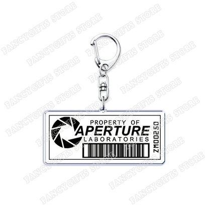 Popular Video Game Keychains for Accessories Bag Glados Aperture Laboratories Science Keyrings Jewelry Gamer Fans Gaming Gifts