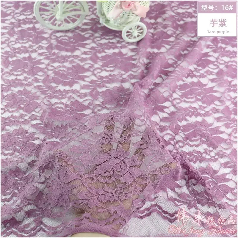 Lace Fabric Elastic By The Meter for Needlework Curtains Dresses Skirts Clothes DIY Sewing Comfortable Soft Cloth Red White Blue
