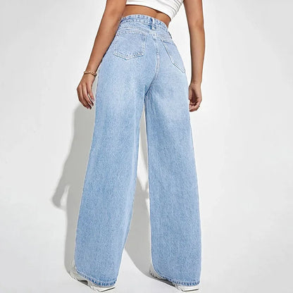 Women Jeans 2025 New Women Wear European And American Loose Denim Wide Leg Pants Slim High Waist All-Match Jeans For Women H300