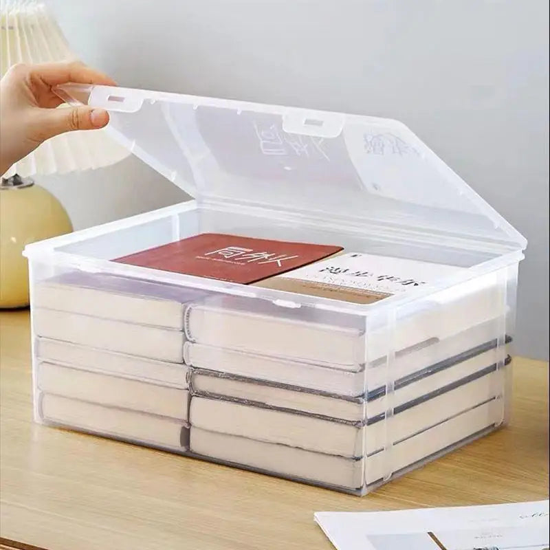 Plastic Storage Box For Office Large Capacity Transparent Paper Storage Case Desktop Storage Organization Document Box
