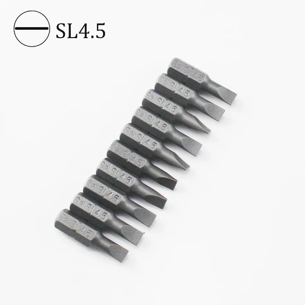10Pcs 1/4" 25mm Slotted SL2.5-SL7 Screwdriver Bit Set Repair Tools Screwdrivers Kit Hex Shank Drill Bit For Power Household Tool
