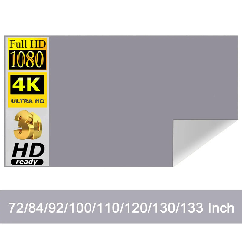 Projection Screen Reflective Fabric Cloth High Brightness 72 84 92 100 110 120 130 133 Inch for DLP LED 3D Projector Beamers