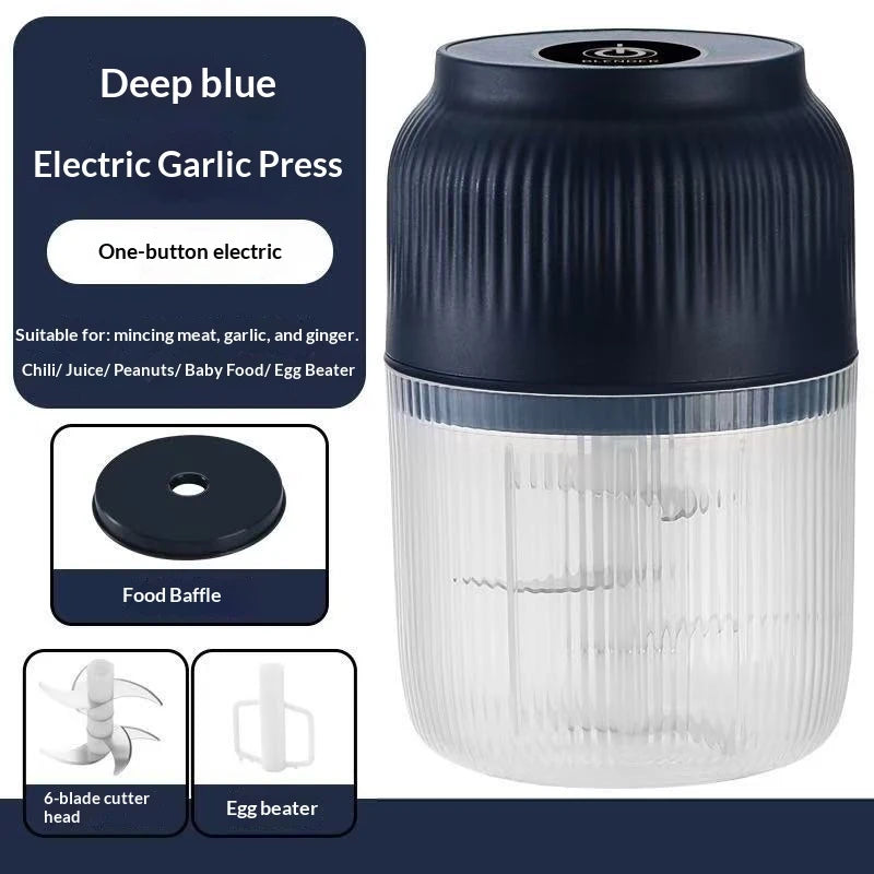 Electric Garlic Chopper Kitchen Mini Food Grinder Stainless Steel Blade Small Vegetable Chopper Household Meat Grinder For Home