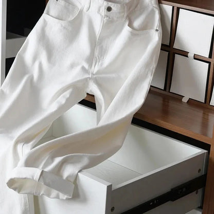 Women's Straight High Waist Jeans Korean Fashion Streetwear Baggy Wide-leg Casual White Denim Pants New Wash Vintage Vaqueros