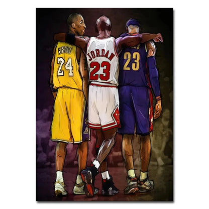 Famous Basketball Stars Wall Art Poster Abstract Graffiti Mural Modern Home Decor Canvas Painting Room Decorate Prints Pictures
