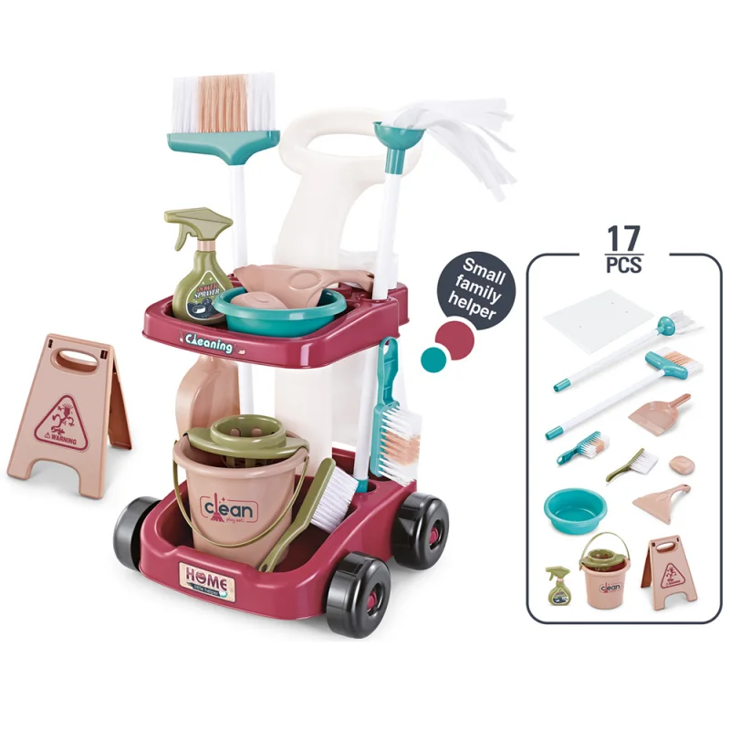 Children's Simulation Cleaning Tool Playset, Kids Pretend Play  Cleaning Toy Home Vacuum Cleaner&Broom&Mop House Cleaning Toys
