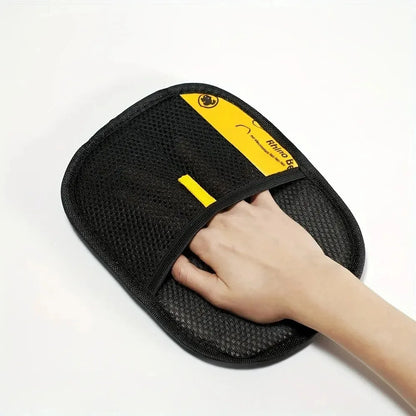 Large Pet Grooming Gloves for Dogs & Cats Black Polypropylene Hair Removal with Yellow Accents Upgraded Static-Free