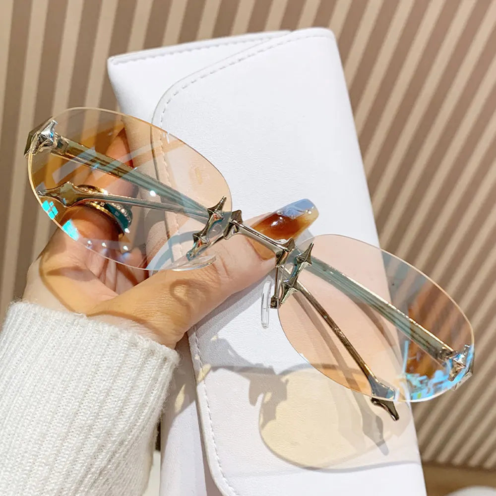 2026 New European and American Sunglasses, INS Style, Frameless Oval, High-End Fashion, Vintage Trendy Hit, Y2K Korean Version