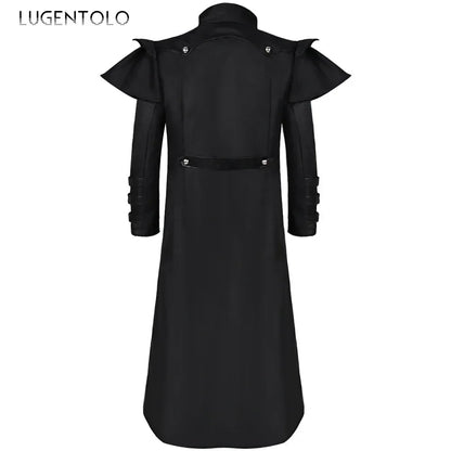 Men Medieval Gothic Trench Long Coats Court Costume Retro Casual Women Button Zipper Loose Party Bloodsucker Clothing