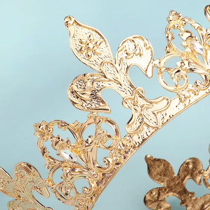 New Gold Alloy Large Round Crown Bridal Wedding Opening Ceremony Tiara Hair Accessories for Important Occasions Gift