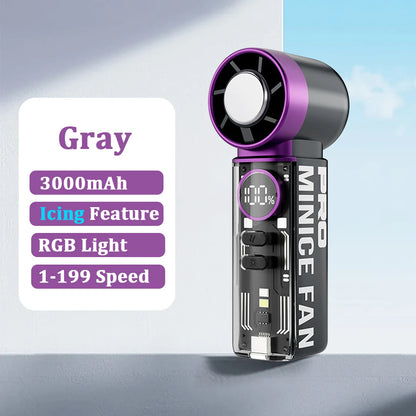 Portable Handheld Mini Fan, Personal Fan with LED Display, USB Rechargeable, Mini Fan with Lanyard for Makeup, Travel, Outdoor