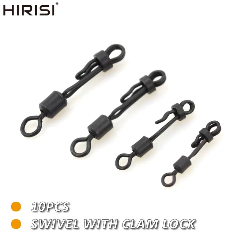 Hirisi 10pcs Quick Change Swivel With Clam Lock Clip For Carp Fishing Terminal Tackle Freshwater Fishing Accessories