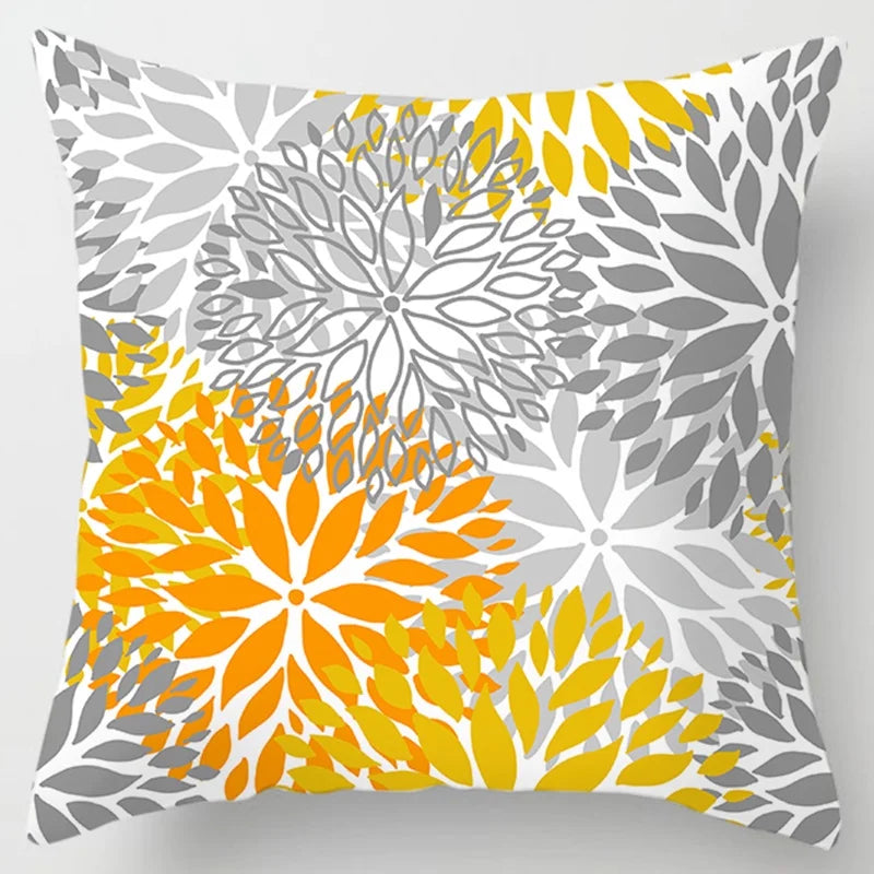 Modern Simple Yellow Flower Pillowcase Home Sofa  Lumbar   Cushion  Pillow