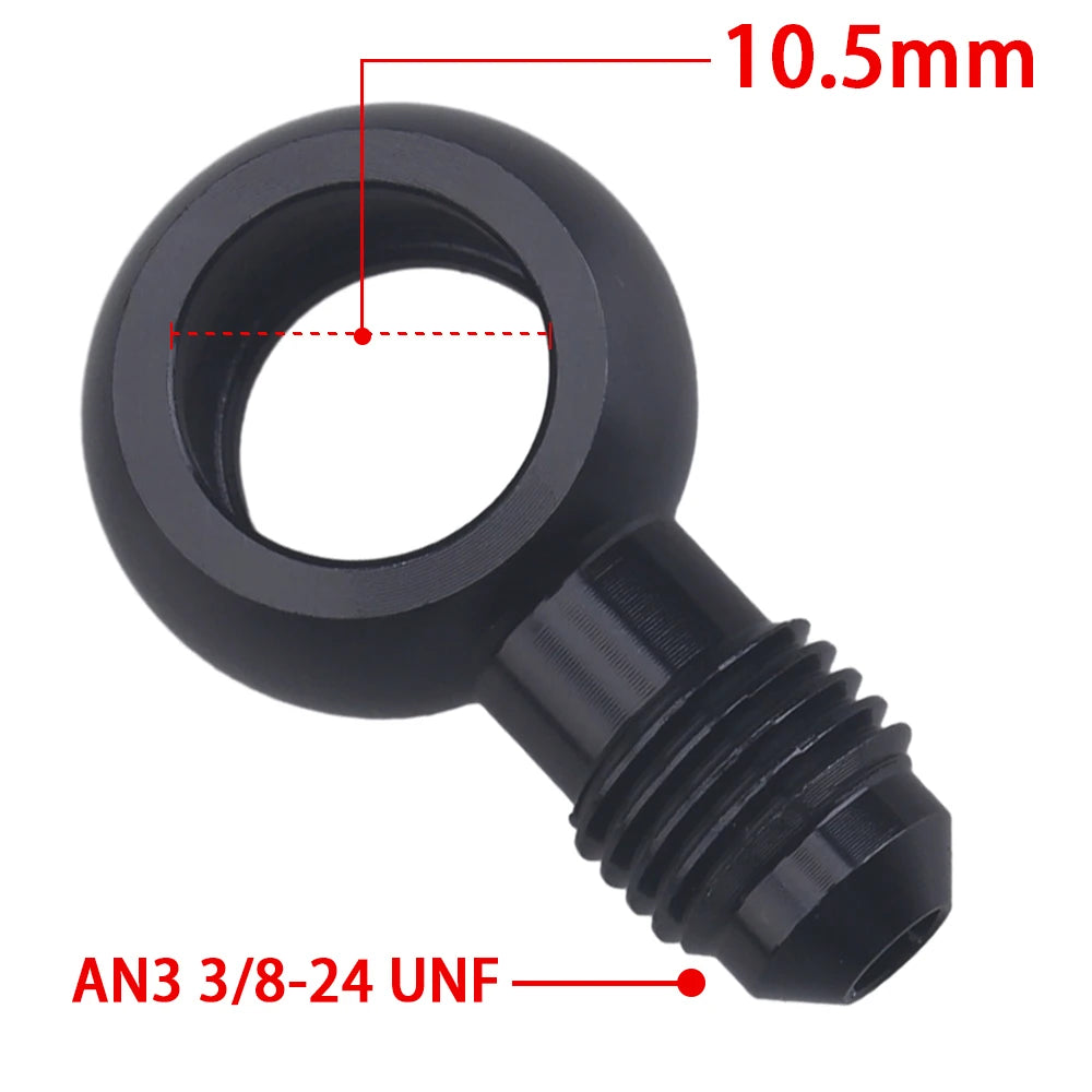 Black Aluminum Banjo Adapter Fitting 10AN Male Flare AN3 AN4 AN6 AN8 AN10 to 12mm 14mm 16mm Banjo Hole for Fuel & Brake Systems