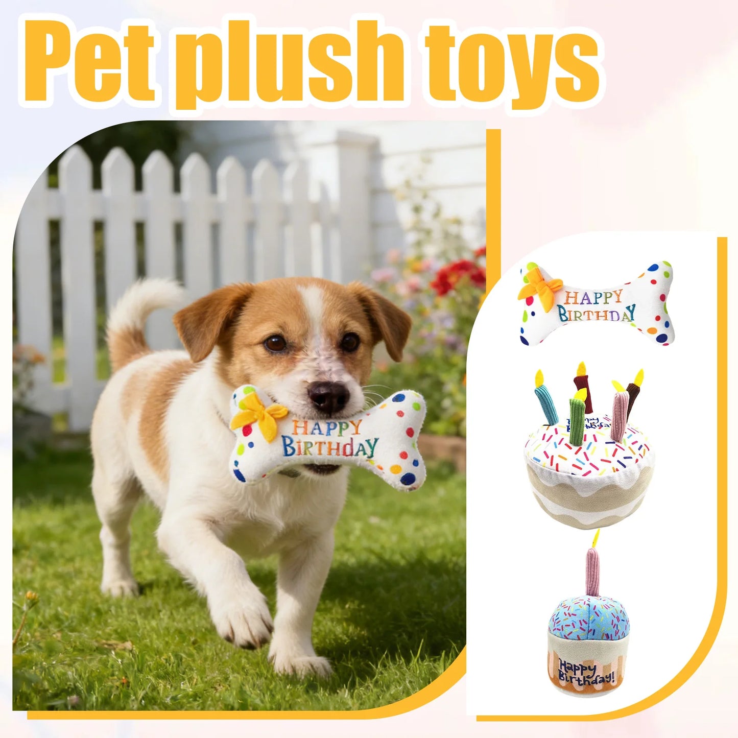 Pet Birthday Theme Stuffed Wear-resistant Chewing Toys Fancy Pet Gifts for Puppy Dog Pet Birthday Party Scene Layout Props
