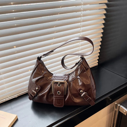 Y2K Retro Pleated Hobo Shoulder Bag for Women Hot Selling Maillard Style Underarm Bag Clutch Handbags for Travel Work Shopping