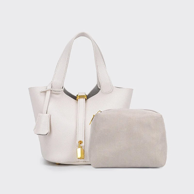 Classic Vegetable BasketpuWomen's Handbag Simple Bucket Bag Mother Bag Fashion Versatile Women's Bag Cross-border