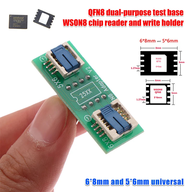 1Pc QFN8/WSON8 Universal Two-in-one Socket / Adapter For Both 6*5MM And 8*6MM  SMT BIOS Flash Socket.