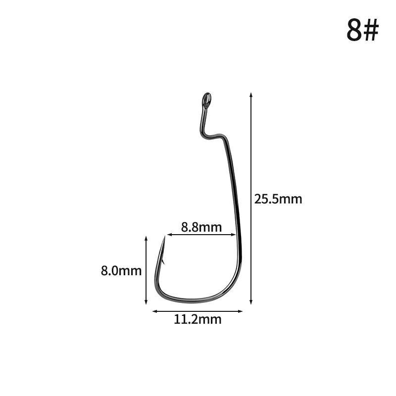 50pcs Crank Fishing Hook High Carbon Steel Soft Bait Hooks 2~10# Drop Shot Worm FishHook Freshwater Fishing Jig Hook