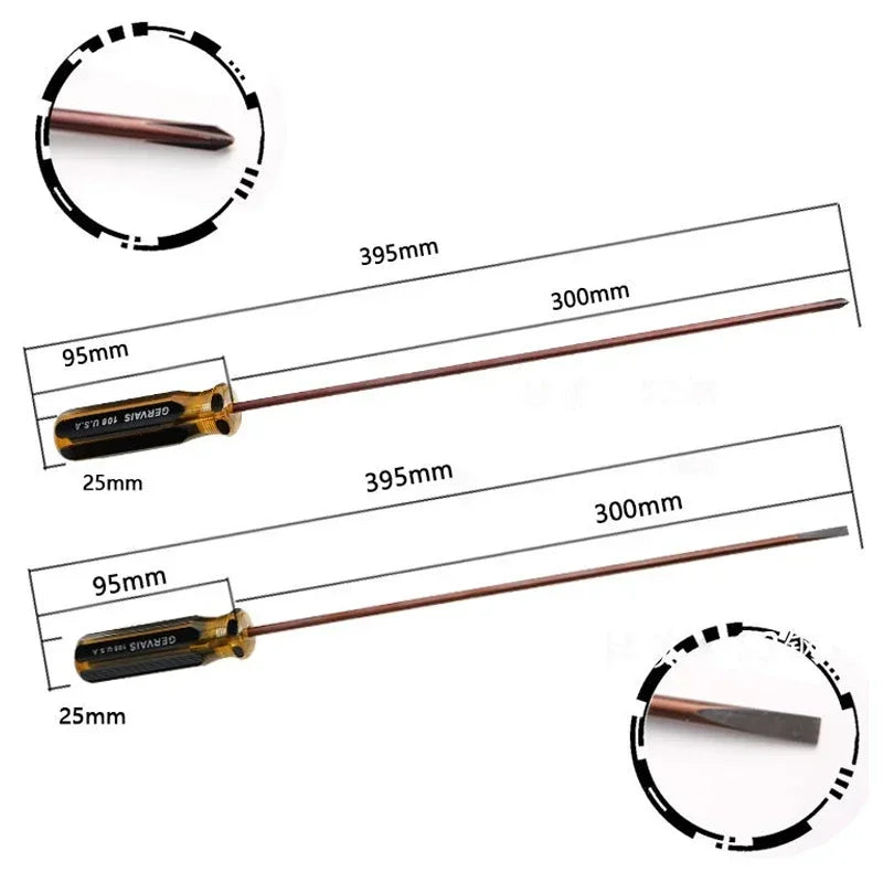 1/2Pcs Extra Long Screwdriver Set Professional Magnetic Slotted/Cross Screw Drivers For Sewing Machine Auto Repairing Tools
