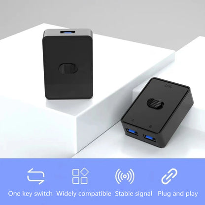 USB 3.0 KVM Switch 1x2/2x1 USB Switcher Bidirectional Switcher USB3.0 Extender Shared Controller for PC Keyboard Mouse Printer