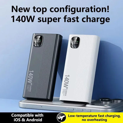 Lenovo 500000mAh 140W PowerBank Super Fast Charge Portable Powerbank External Battery Charger LED Display For iPhone