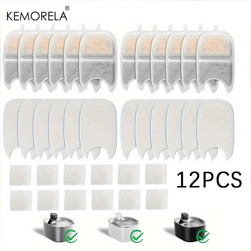 10/12 PCS Pet Water Fountain Filter Sponges Replacement for 135 Fl Oz/4 L Cat Dog Drinking Fountain Compatible with Water Founta