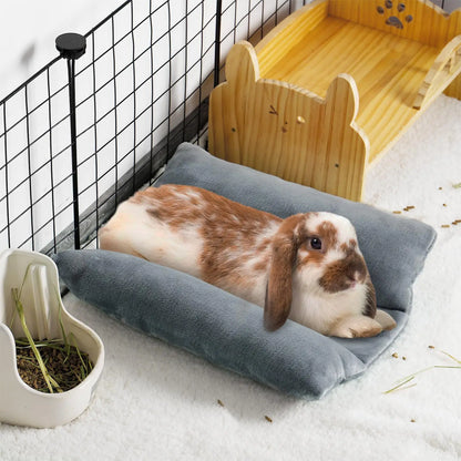 Rabbit Bed Thickened Soft Bunny Concave Bed Cuddle Cushion Plush Mat with Cotton Lounger Pillows Small Pet Flop Mat for Sleeping
