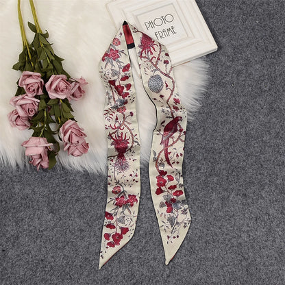 2024 New Luxury Brand Scarf Tarot Women Scarf Bag Hair Skinny Silk Scarves Design Foulard Neckerchief Headband For Ladies