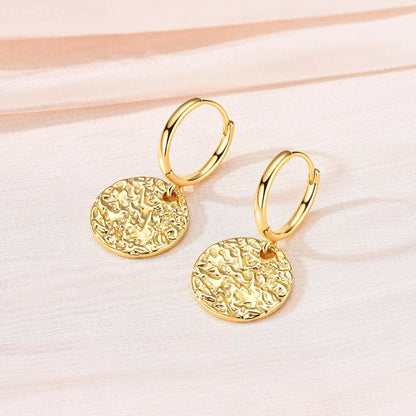 925 Sterling Silver Gold Drop Earrings For Woman Flower Round Sun Hoop Earring Pendientes Classic Original Woman Jewelry Gift