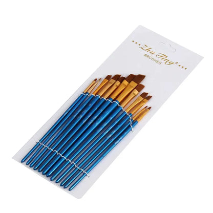 12/48pcs Acrylic Paint Brushes, Professional Synthetic Bristles Paint Brush Set Flat, Filbert,  Round, Angle Paint Brushes