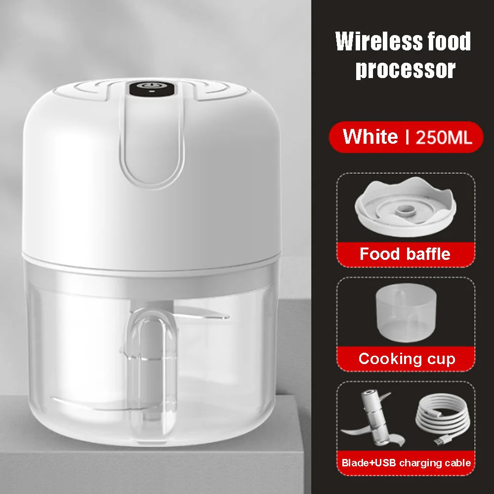 250ML Mini Electric Garlic Puree Machine Ginger Chili Chopper Onion Grinder Meat Grinder Kitchen Food Mixer for Efficient Cookin