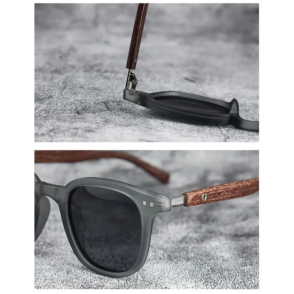 Trendy Retro Wood Grain Sunglasses - Polarized UV Protection for Men & Women, Perfect for Cycling & Outdoor Street Photography