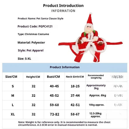 New Santa Claus Riding Suit Pet Christmas Dog and Cat Clothing Dog Clothes for Small Dogs