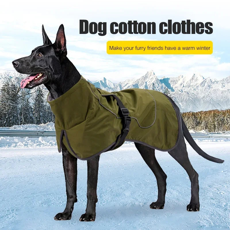 Pet Dog Dog Clothing Padded Cotton Clothing Medium and Large Dogs Waterproof Snow Thickened Warm Dog Coat Clothes Winter