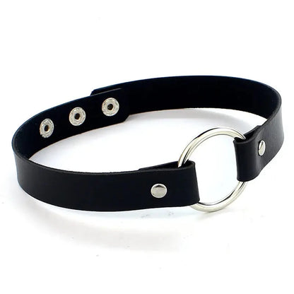 Round Layered Necklace Black Chain Necklaces for Women Men Pu Leather Gothic Punk Statement Choker Necklace Cosplay Jewelry