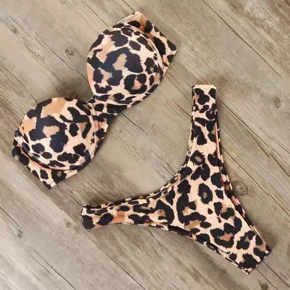 Chic Leopard Print Push Up Bikini Swimsuit Women Sexy G-string Split Micro Bikini 2025 New Spice Girl Bathing Suit 2 Piece Sets