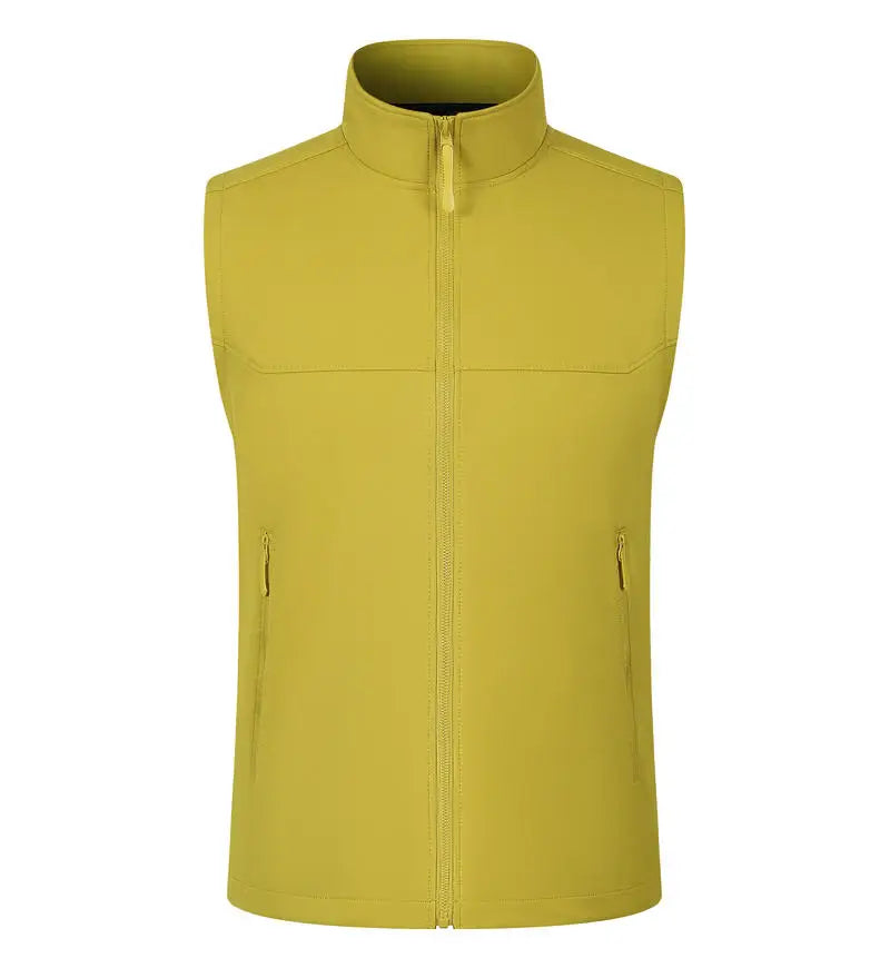 Custom Logo Standing Collar Vest Warm Full Zip Up Sleeveless Jackets Lightweight Outdoor Hiking Vest Man’s Volunteer Waistcoat
