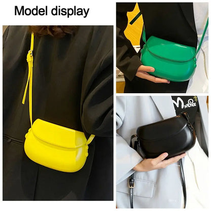 PU Leather Women Crossbody Bag Fashion Luxury Purse Sling Bags Saddle Shoulder Bag Candy Color Girl Messenger Bags