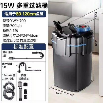 Fish Tank External Filter Canister Silent Biological Filtration Device Freshwater Saltwater Use