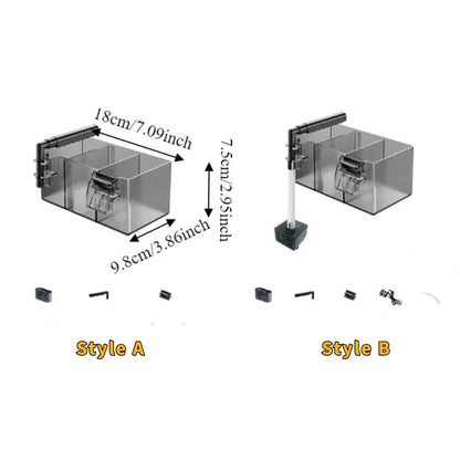 Wall Mounted Fish Tank Filter Box 3-in-1 Drip Flow Silent Operation Waterfall Filter Detachable Top Mounted Filter