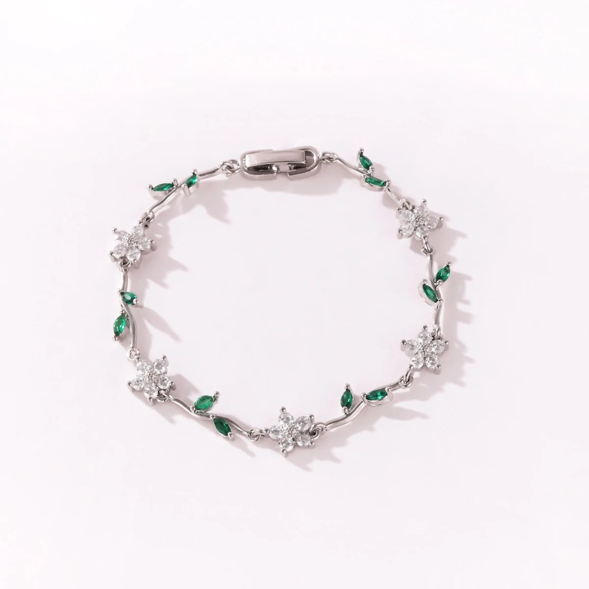 Elegant Multiple Color Flower Charm Zircon Branch Leaf Bracelet Dopamine Niche Sense 18K Gold Plated Women's Bangle Gifts