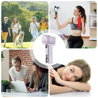 Portable handheld transparent mini fan with cooling function, adjustable wind speed 1-100, mini rechargeable personal fan