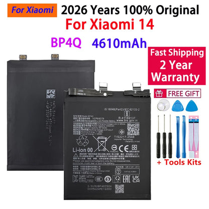 2026 Years 100% Original Battery BP4Q For Xiaomi 14 , BP4R For Xiaomi 14 Pro 14Pro Phone Replacement Batteries Fast Shipping