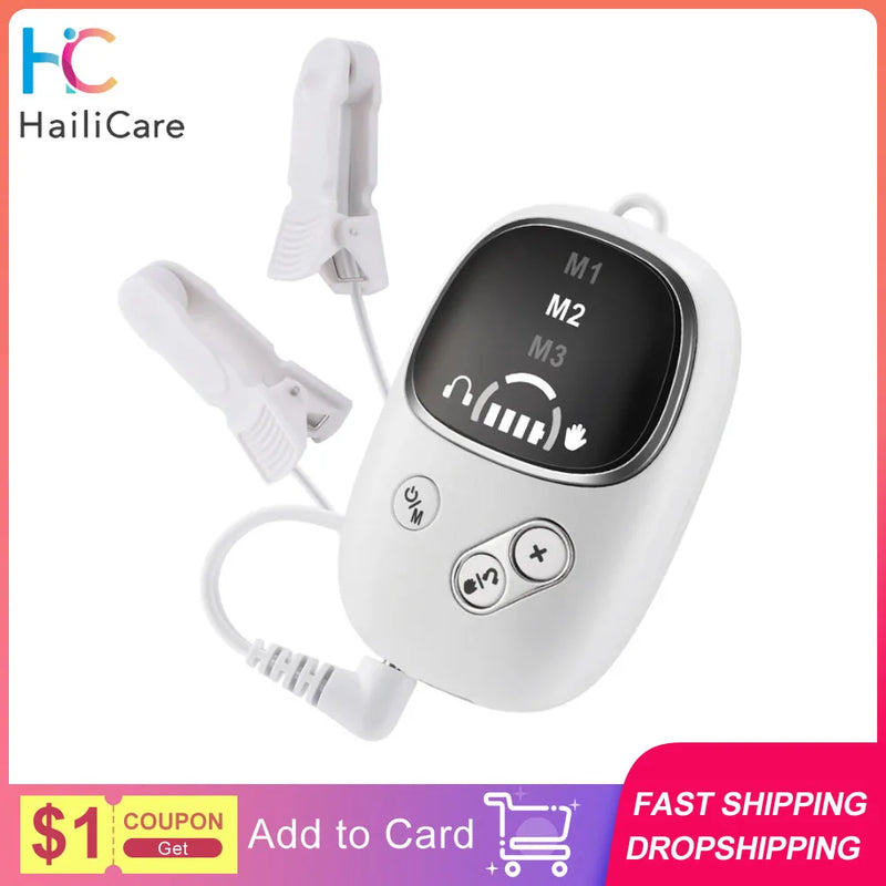 Handheld CES Sleep Aid Device Palm Pulse Massager Ear Clip Microcurrent Stress Anxiety Insomnia Relief for Better Sleep